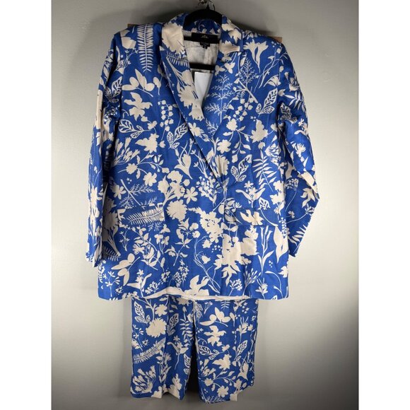 NWT Twinkle Hanspal Floral Printed Blazer Pants Set in Blue Meadow Print Size L - Picture 5 of 8